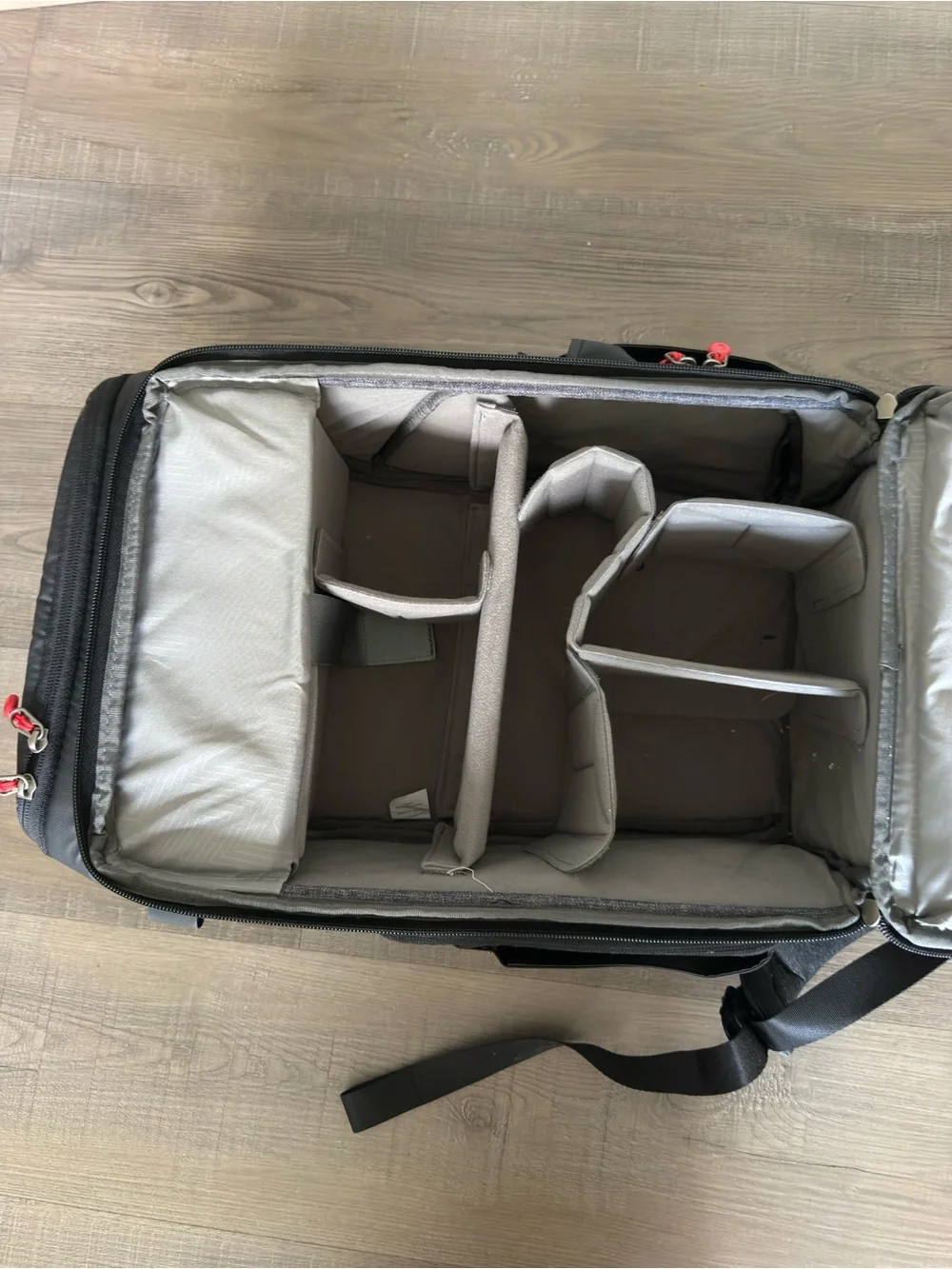 Black Travel Camera Backpack 25L with Flexible Dividers and Quick-Access Pockets